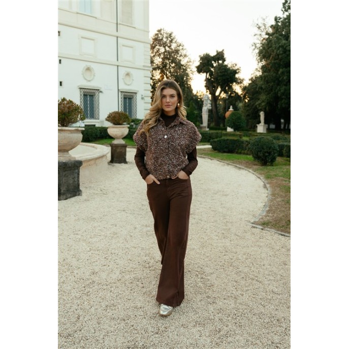 CS The Label Gilet Gilana Glitter Brown